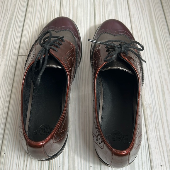 Dr Martens Women’s Polina Patent Leather Wingtip Red/Purple Lace Up Oxford Sz 6 - Picture 8 of 9